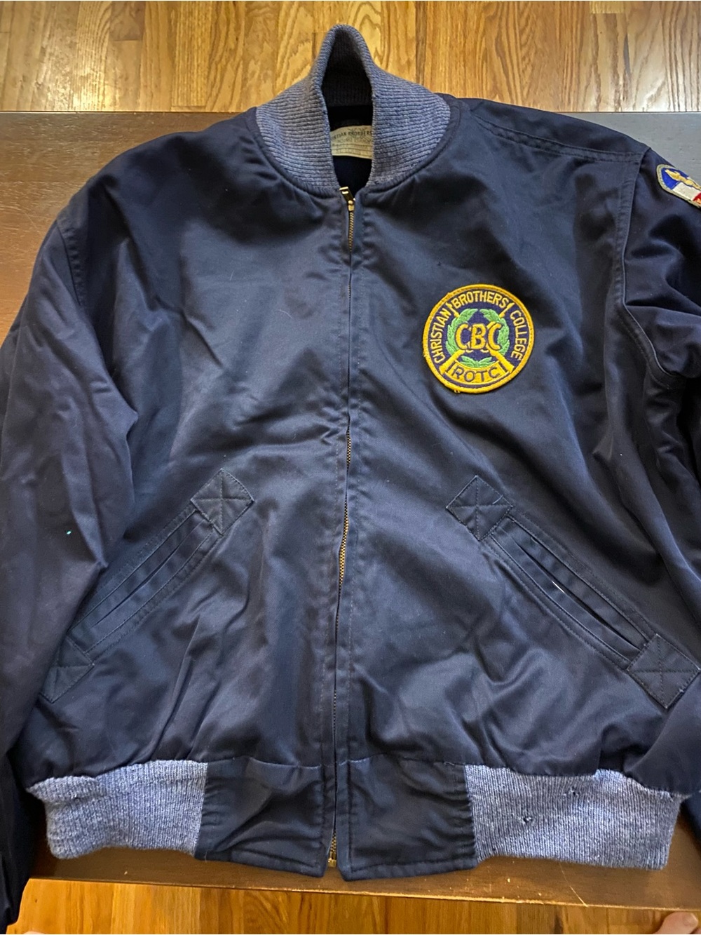 Embroidered Navy Bomber Jacket